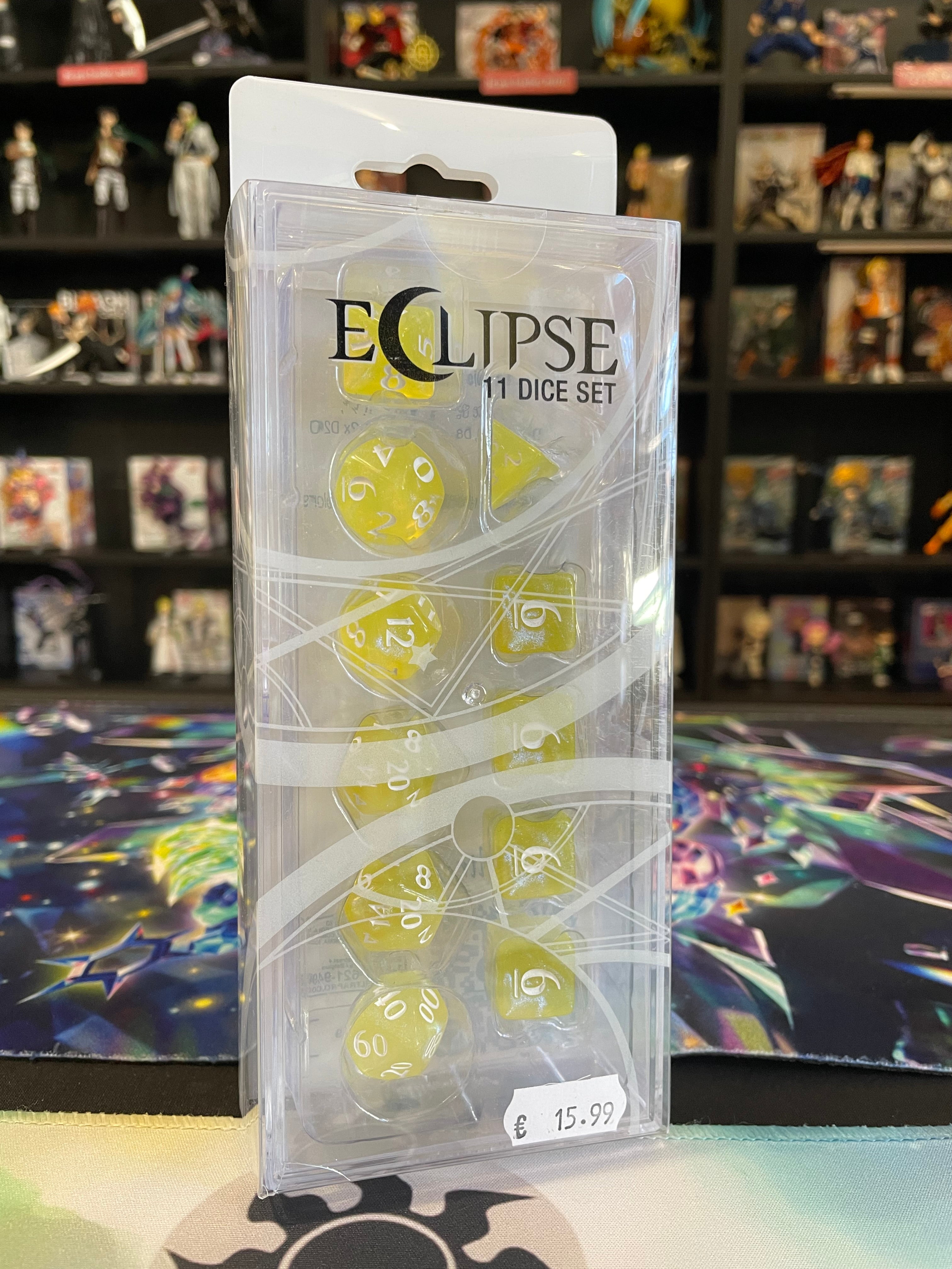 Set de Dés Eclipse Jaune – 11 Dés Polyédriques pour jeux de rôles.