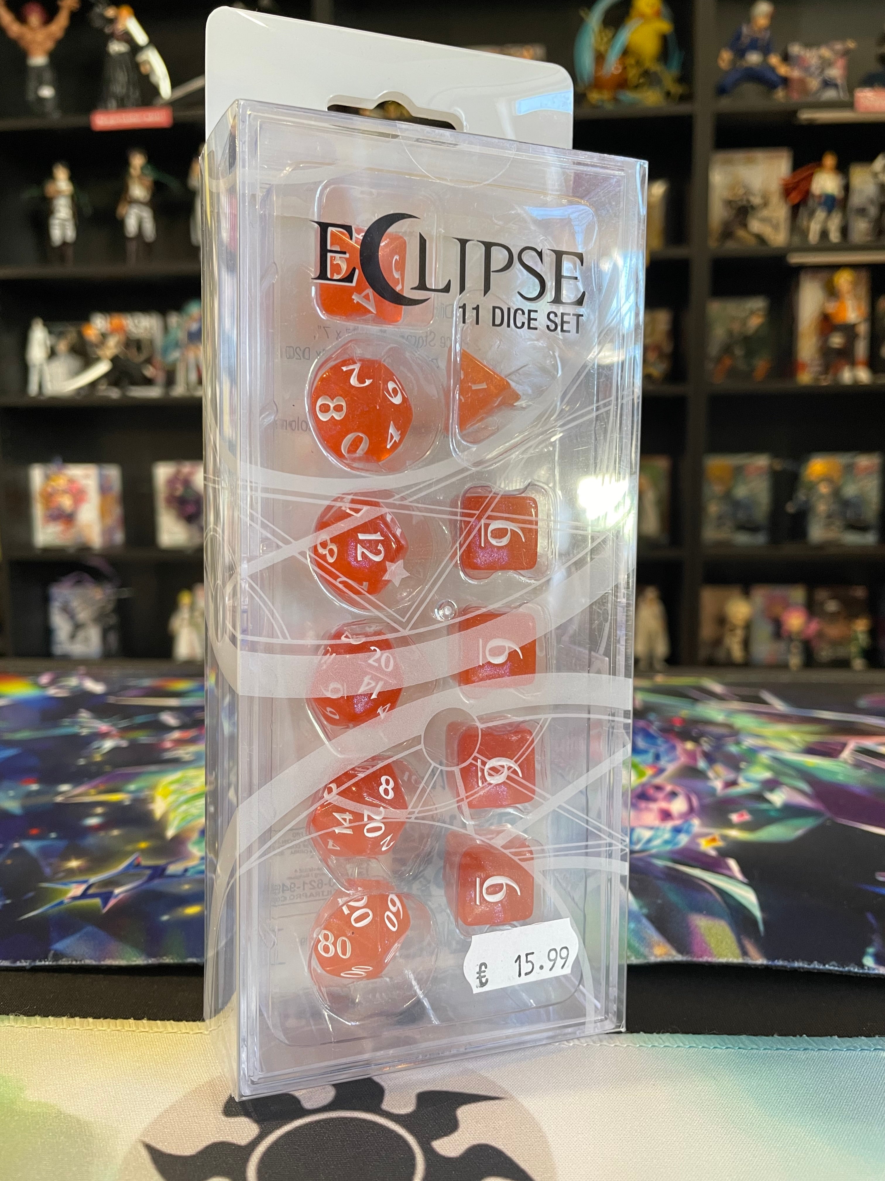 Set de Dés Eclipse Orange – 11 Dés Polyédriques pour jeux de rôles.